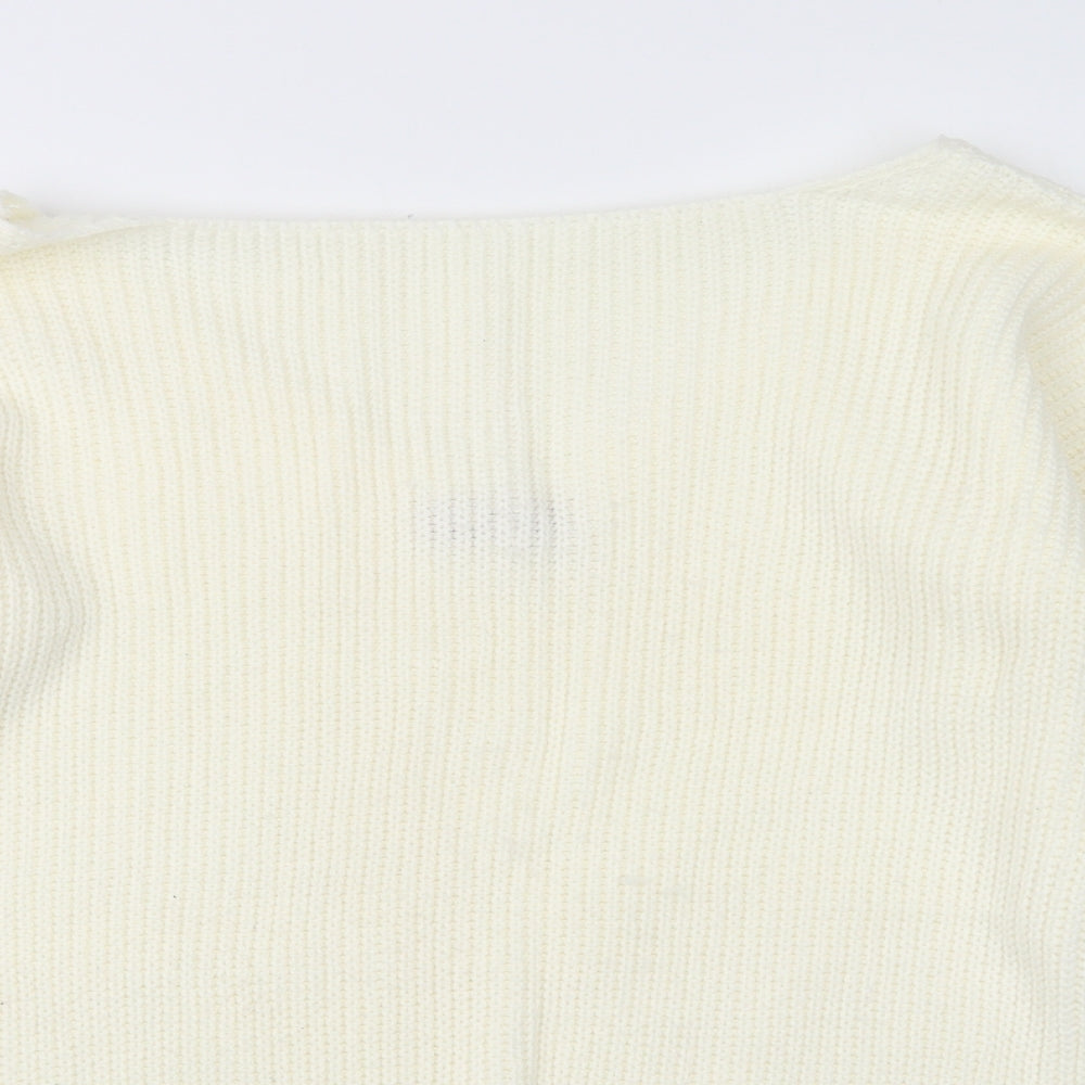 Boohoo Womens Ivory  Knit Pullover Jumper Size S