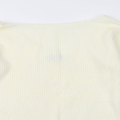 Boohoo Womens Ivory  Knit Pullover Jumper Size S