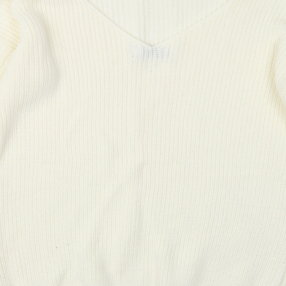 Boohoo Womens Ivory  Knit Pullover Jumper Size S