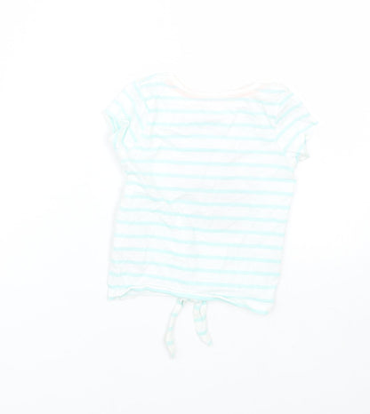 Disney Girls Blue Striped  Basic T-Shirt Size 9-12 Months  - Minnie Mouse