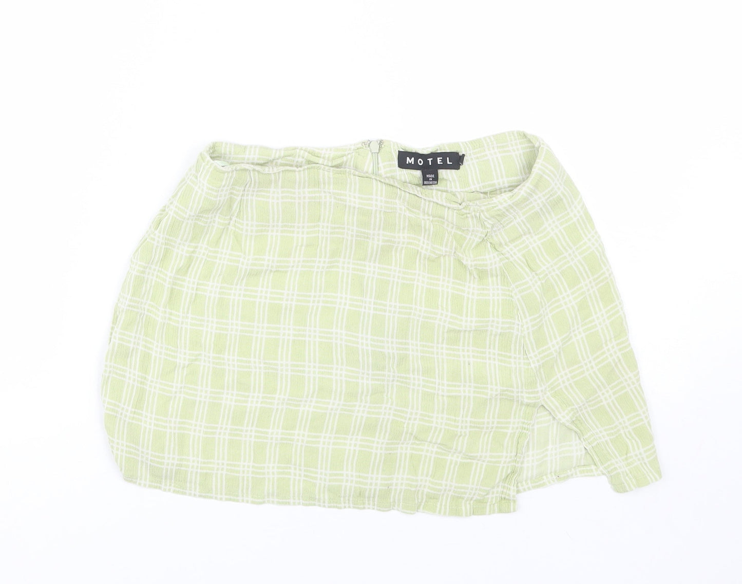 Motel Womens Green Plaid  Mini Skirt Size S