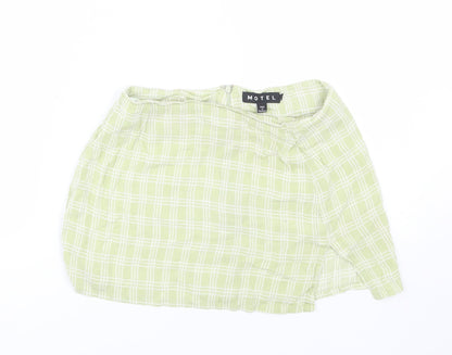Motel Womens Green Plaid  Mini Skirt Size S