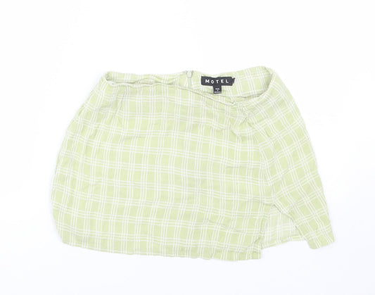 Motel Womens Green Plaid  Mini Skirt Size S