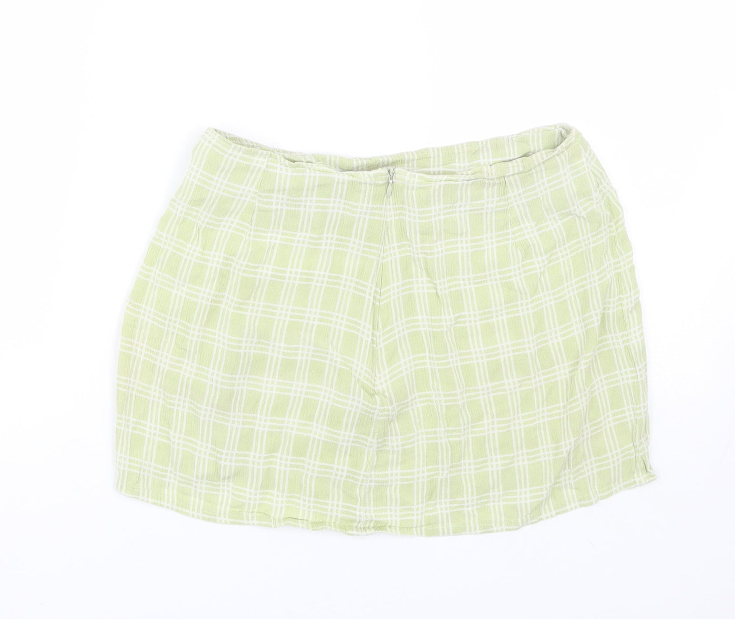 Motel Womens Green Plaid  Mini Skirt Size S