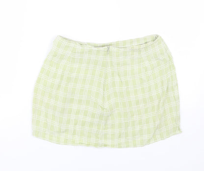 Motel Womens Green Plaid  Mini Skirt Size S