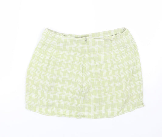 Motel Womens Green Plaid  Mini Skirt Size S