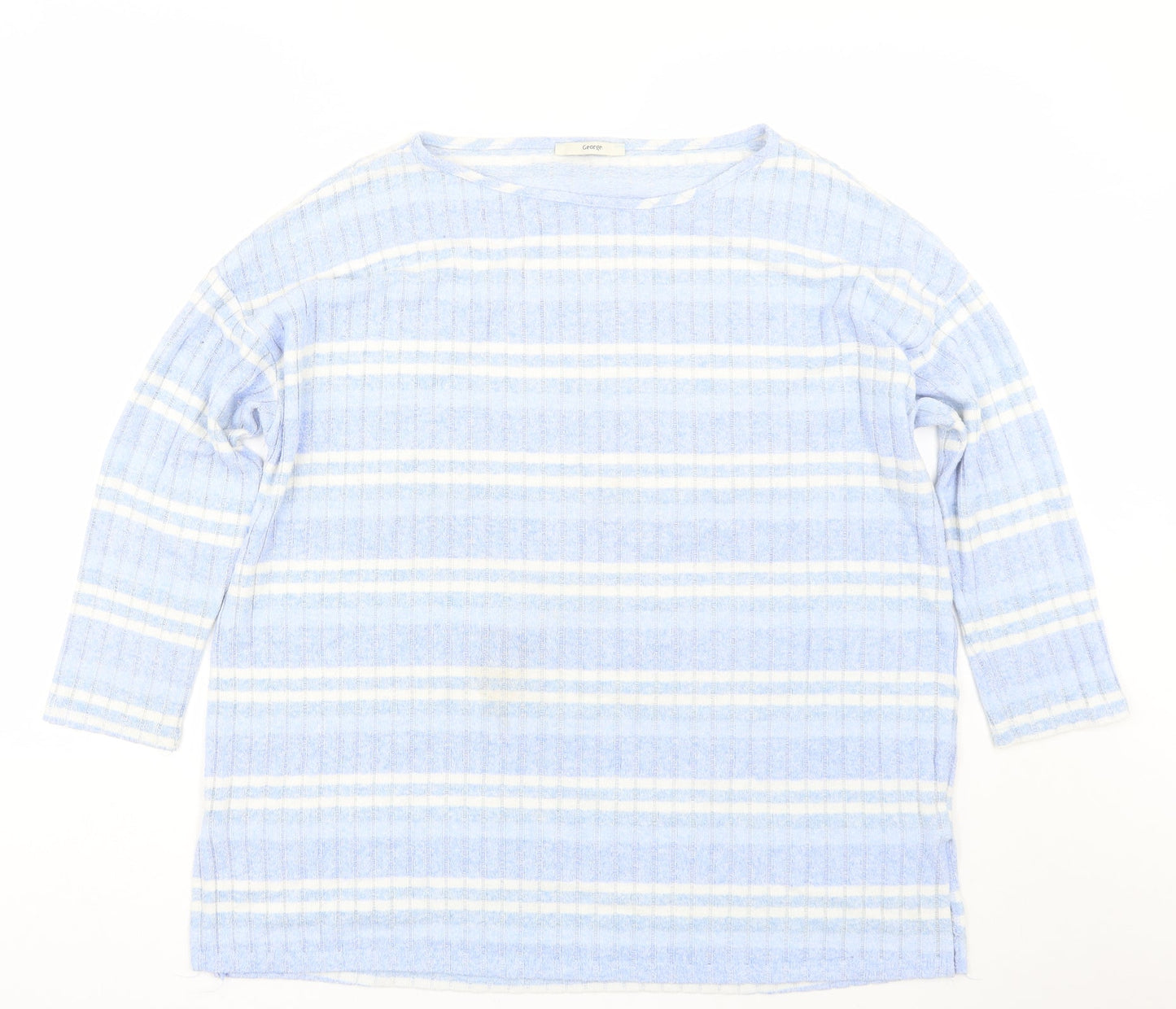 George Womens Blue Striped  Basic T-Shirt Size 18