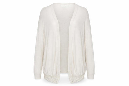 Front view of Dorothy Perkins women’s beige cardigan jumper, size UK 10