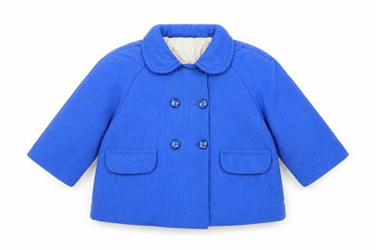 Front view of winfield Baby Blue Overcoat Coat, size 12-18, Months