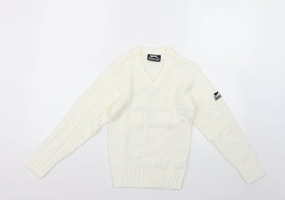 Front view of Slazenger girls’ white jumper, size 9-10, years