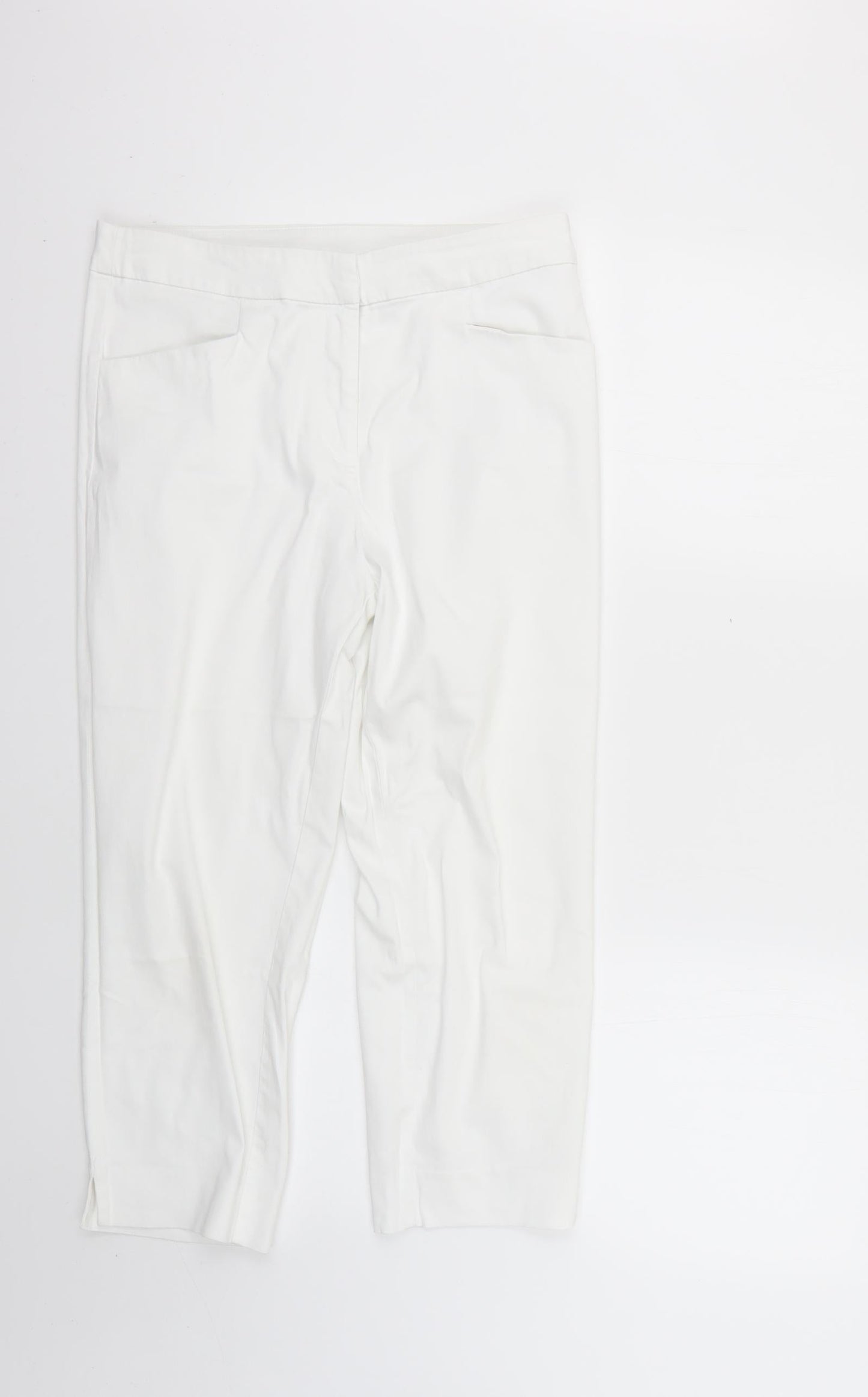 Womens UK Size  Preworn Regular Fit Cropped White Jeans