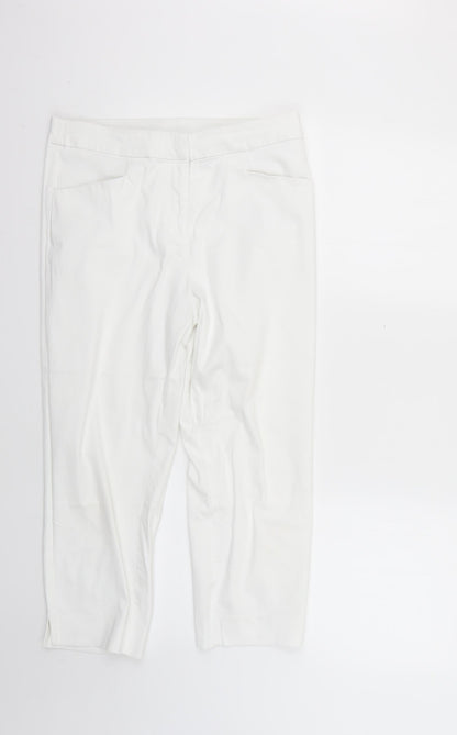Womens UK Size  Preworn Regular Fit Cropped White Jeans