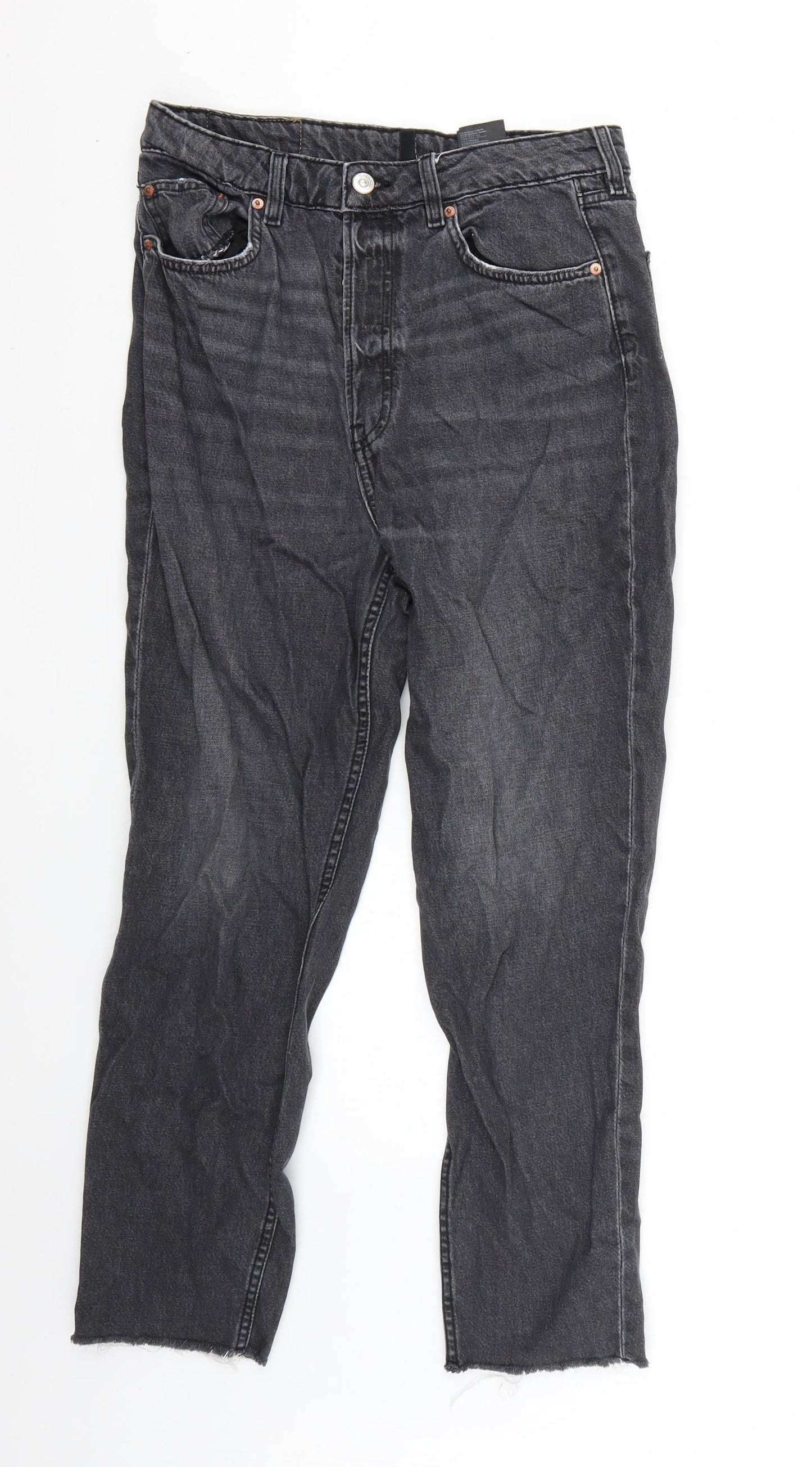 Womens UK Size 8 H&M Regular Fit Straight Black Jeans