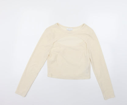 Womens UK Size 14 Topshop Beige Basic T-Shirt