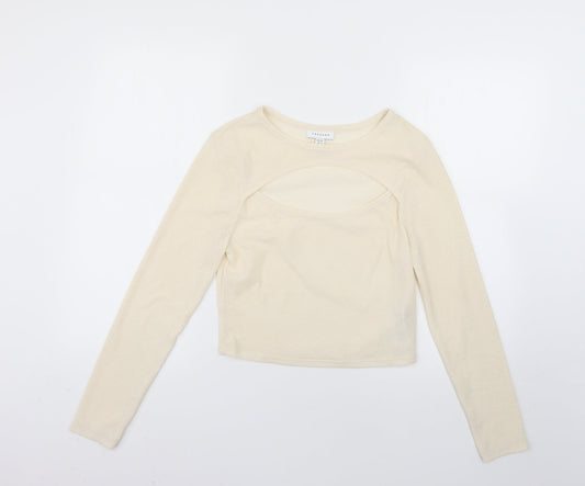 Womens UK Size 14 Topshop Beige Basic T-Shirt
