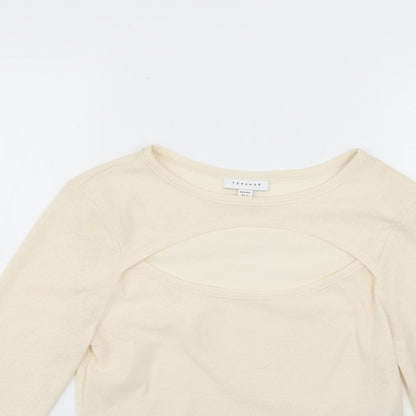 Womens UK Size 14 Topshop Beige Basic T-Shirt