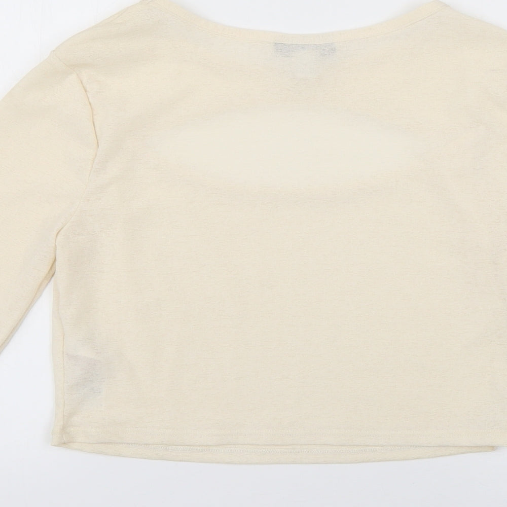 Womens UK Size 14 Topshop Beige Basic T-Shirt