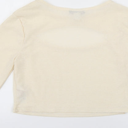 Womens UK Size 14 Topshop Beige Basic T-Shirt