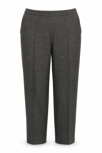 Front view of Marks & Spencer women’s brown trousers, size UK 16, 26-inch leg