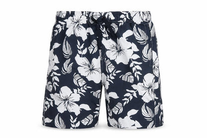 Front view of Blue Inc men’s blue floral athletic shorts, size XS