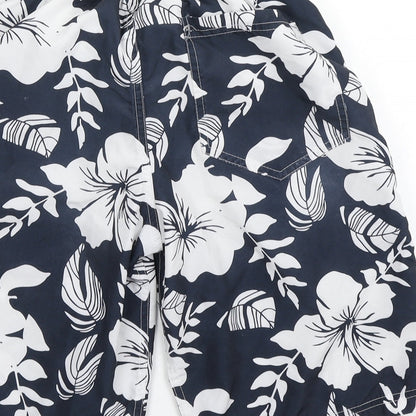 Blue Inc Mens Blue Floral  Athletic Shorts Size XS