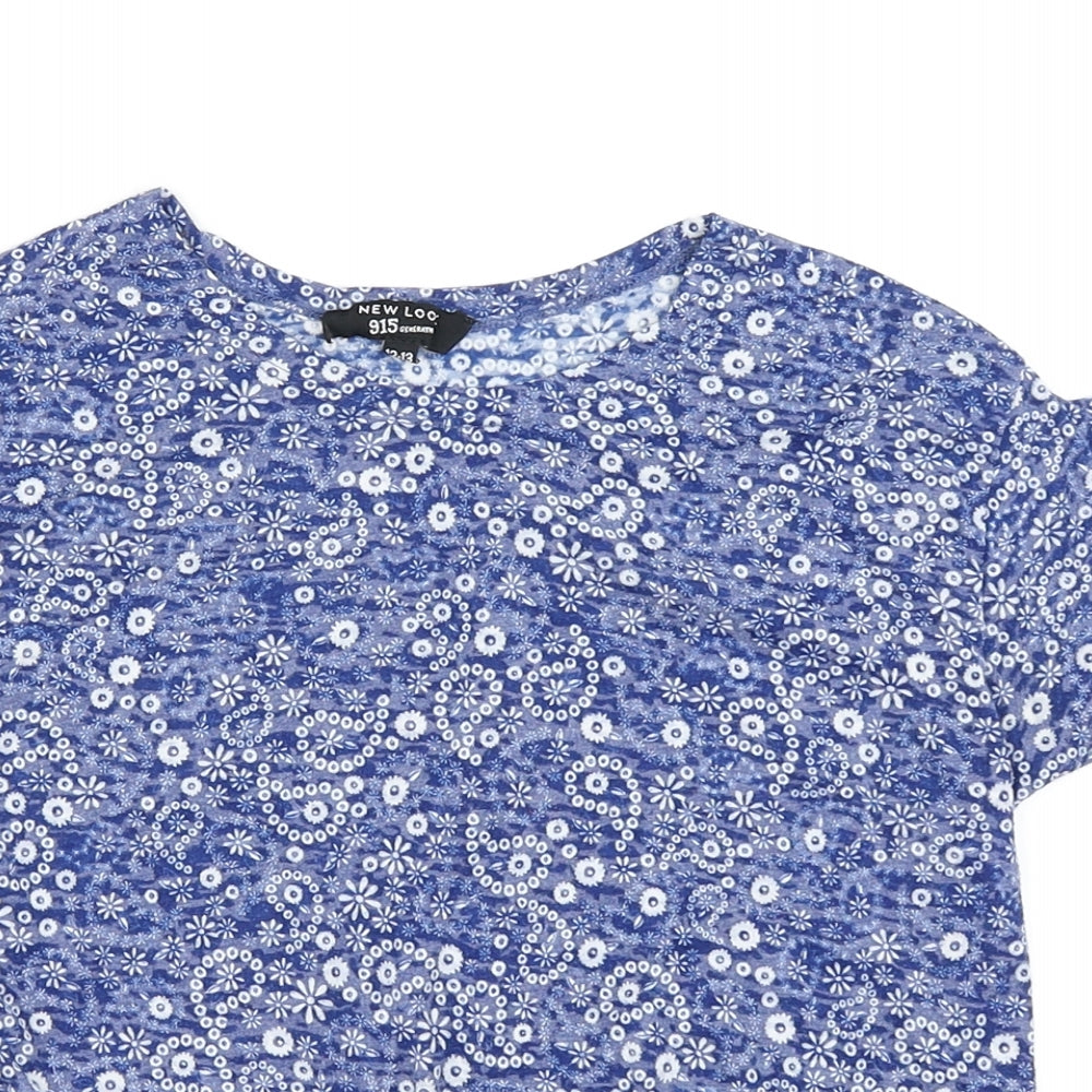 915 Generation Girls Blue Floral  Basic T-Shirt Size 12-13 Years