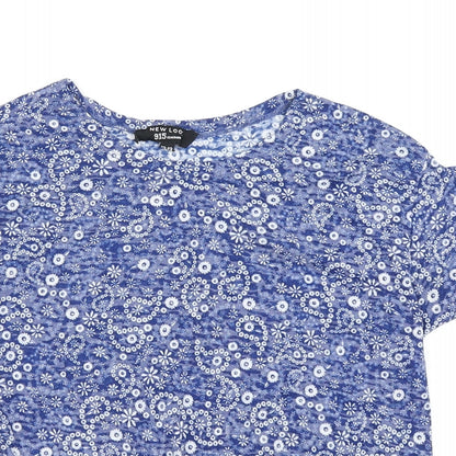 915 Generation Girls Blue Floral  Basic T-Shirt Size 12-13 Years