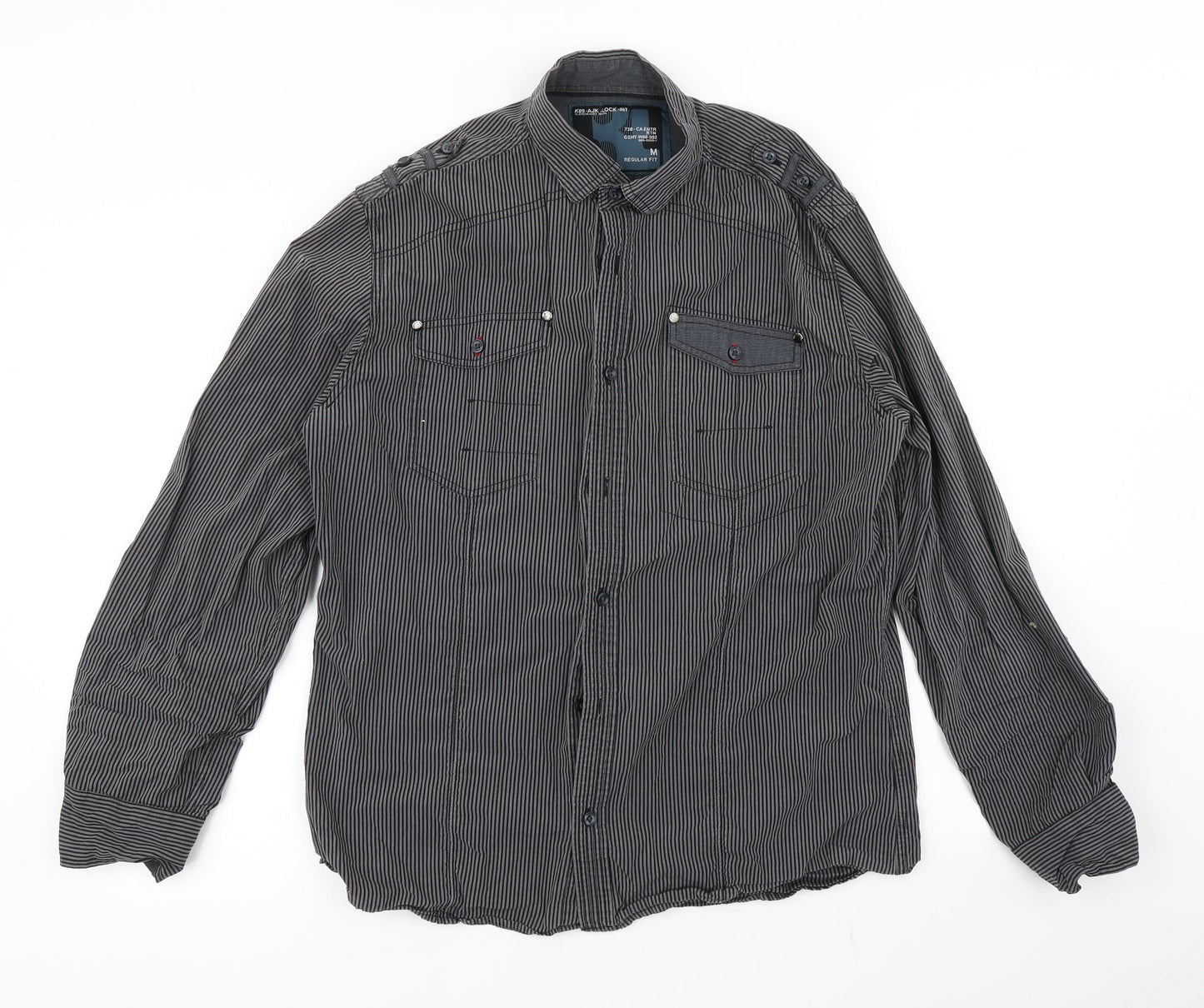 Mens UK Size M NEXT Black  Button-Up Long Sleeve Casual Shirt