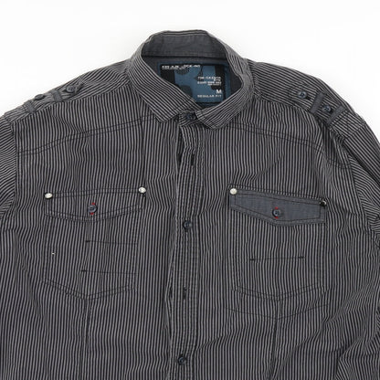 Mens UK Size M NEXT Black  Button-Up Long Sleeve Casual Shirt