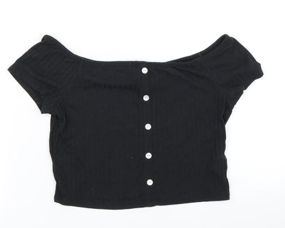 Primark Womens Black   Cropped T-Shirt Size S
