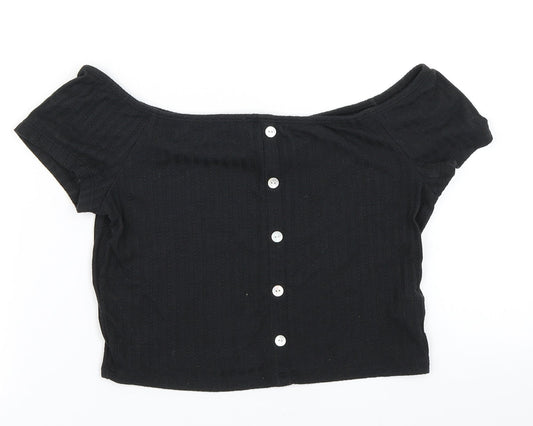 Primark Womens Black   Cropped T-Shirt Size S