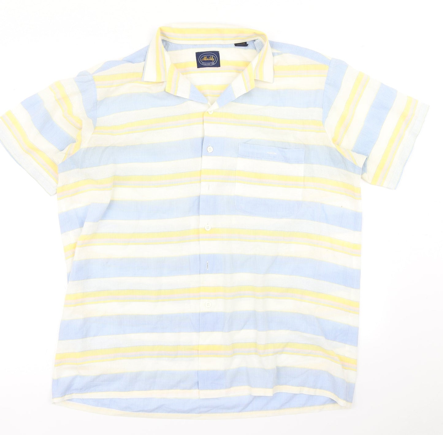 Allen Jolly Womens Blue Striped  Basic Button-Up Size L