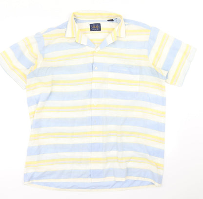 Allen Jolly Womens Blue Striped  Basic Button-Up Size L