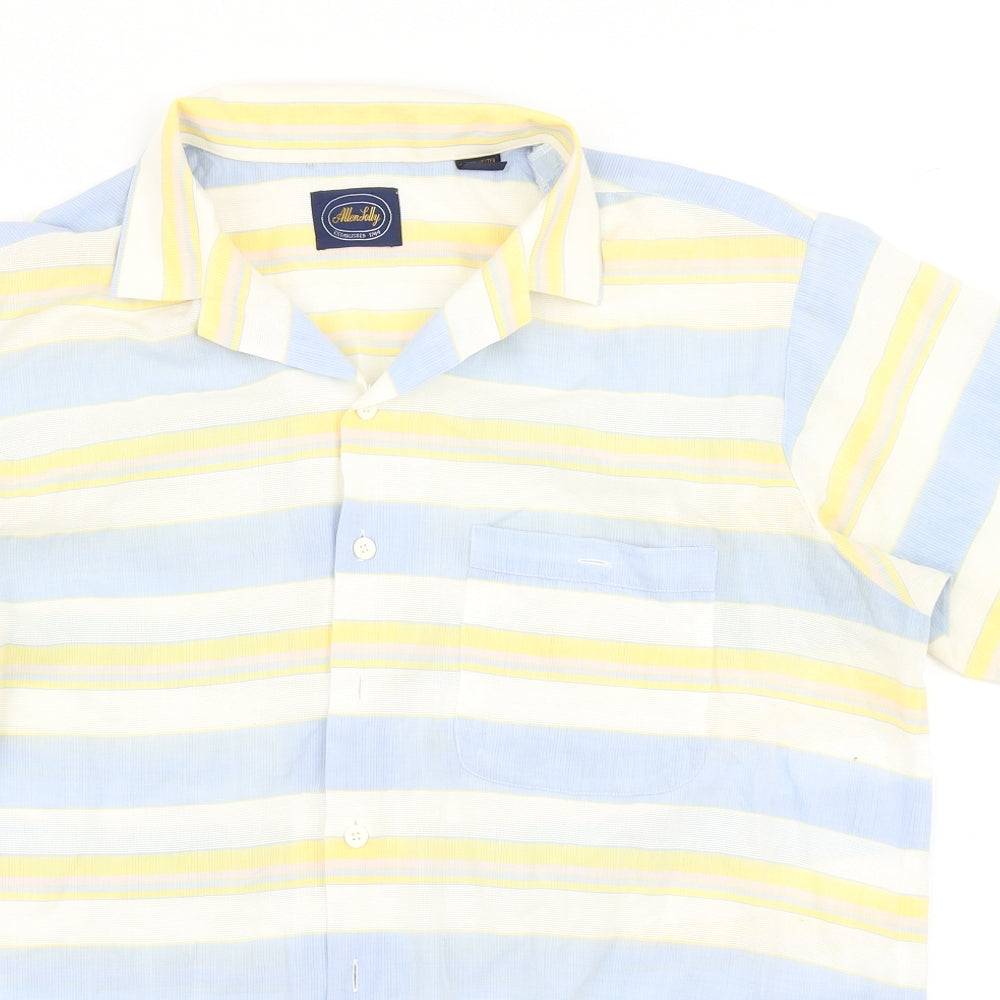 Allen Jolly Womens Blue Striped  Basic Button-Up Size L