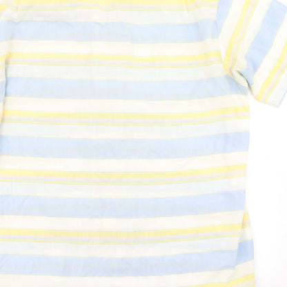 Allen Jolly Womens Blue Striped  Basic Button-Up Size L