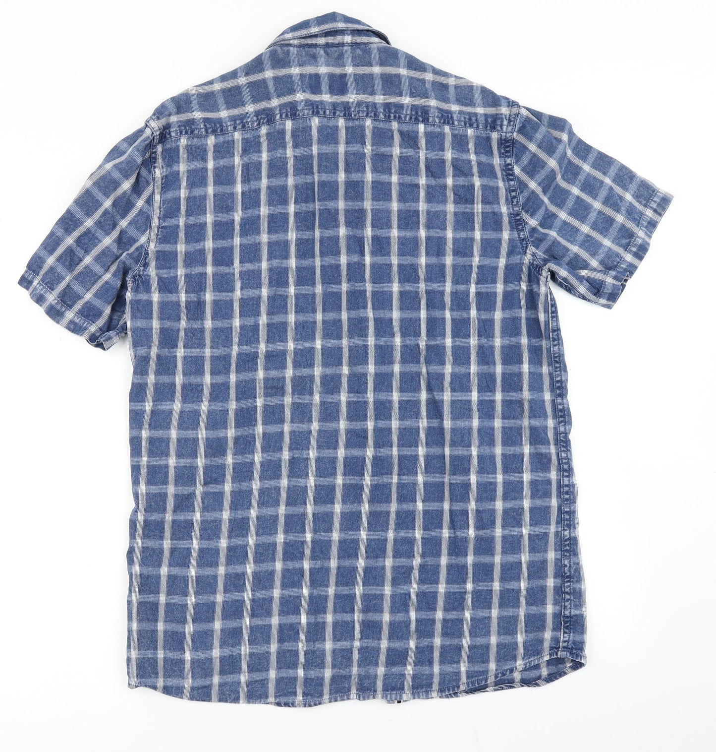George Mens Blue Check   Button-Up Size M