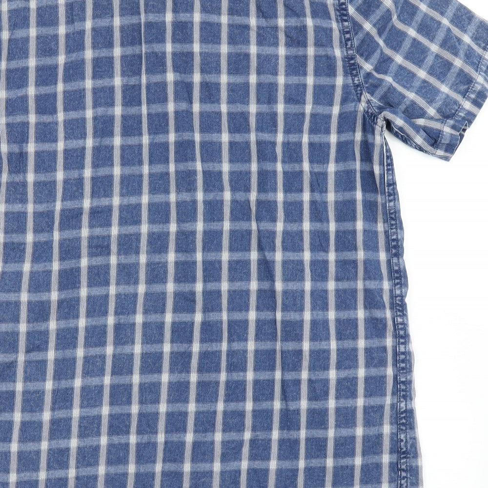 George Mens Blue Check   Button-Up Size M