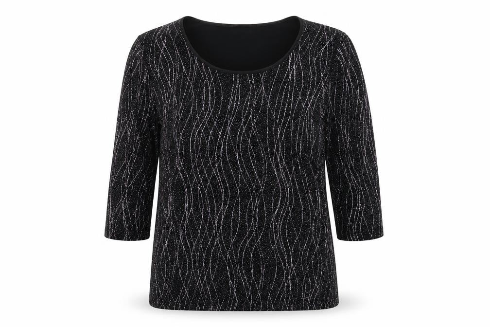 Womens UK Size 16 M&Co Black Basic T-Shirt