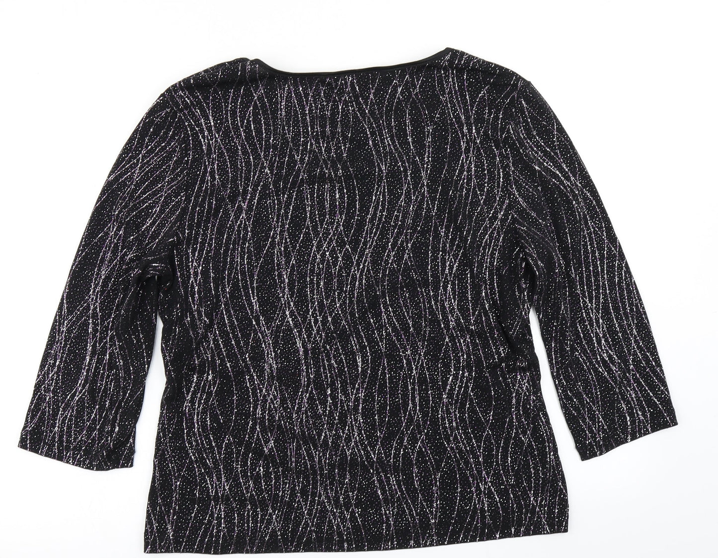 Womens UK Size 16 M&Co Black Basic T-Shirt