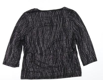 Womens UK Size 16 M&Co Black Basic T-Shirt