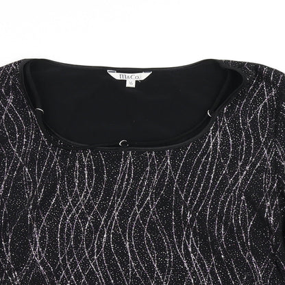 Womens UK Size 16 M&Co Black Basic T-Shirt