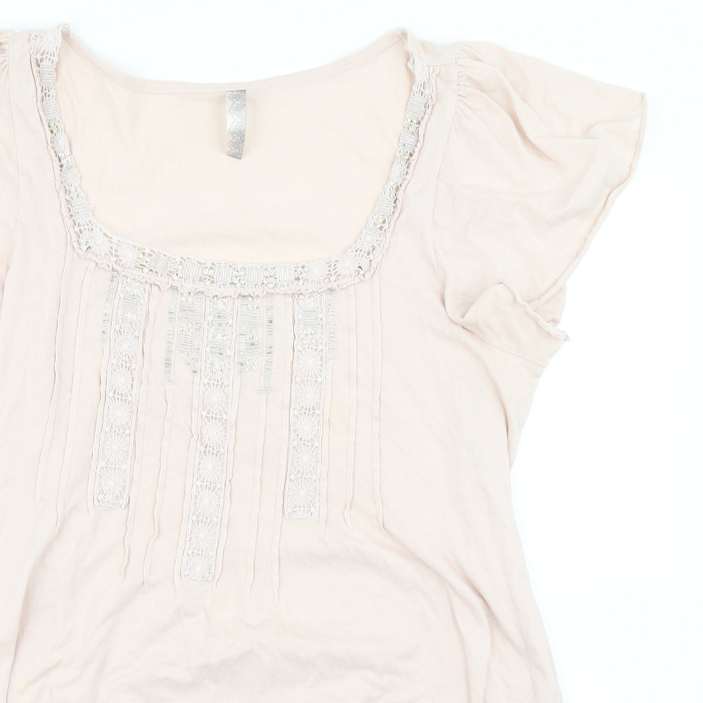 Womens UK Size 16 Evans Pink Basic T-Shirt