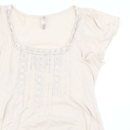 Womens UK Size 16 Evans Pink Basic T-Shirt