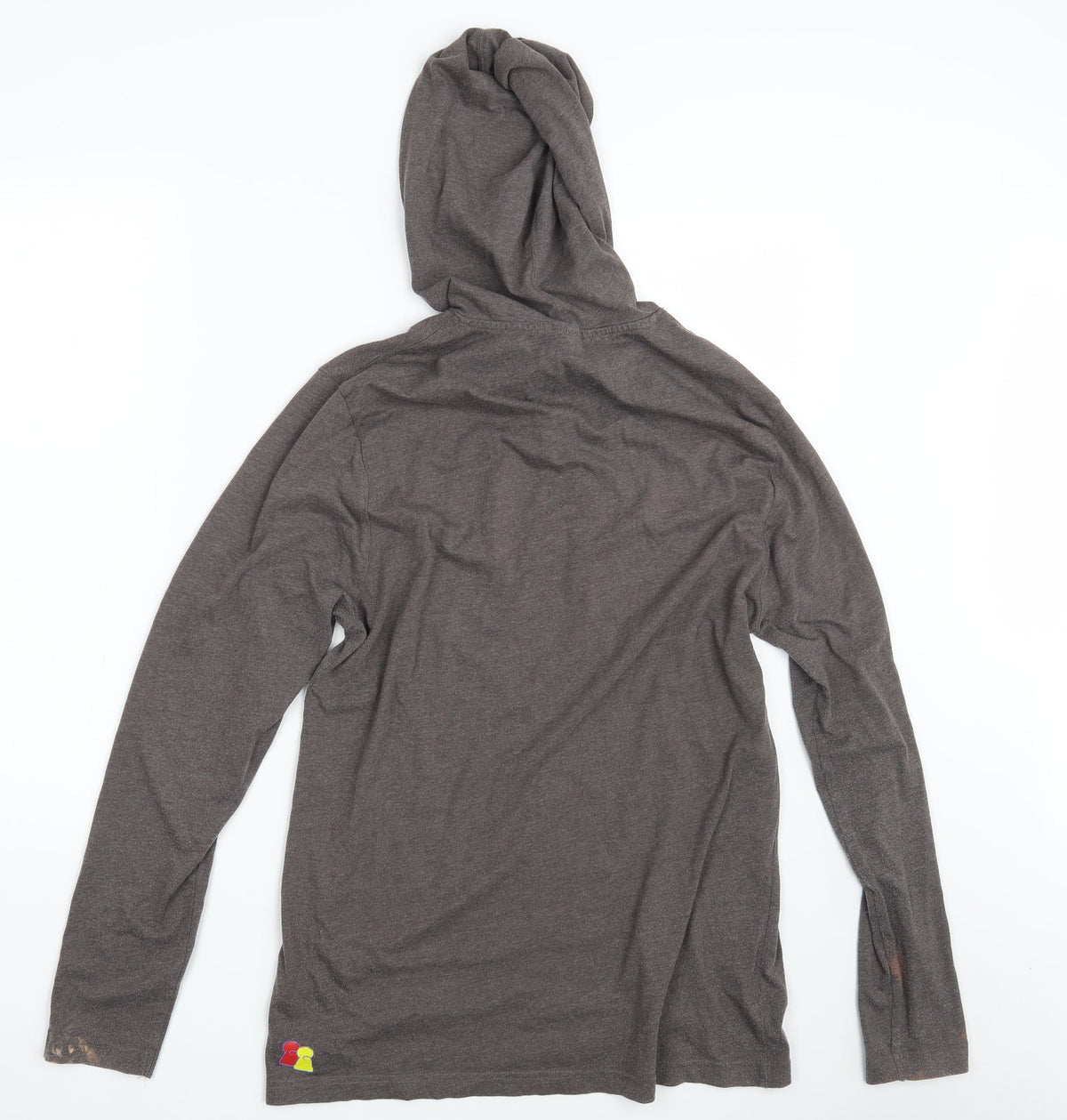 Back view of Awdisbrands men’s brown pullover sweatshirt, size M