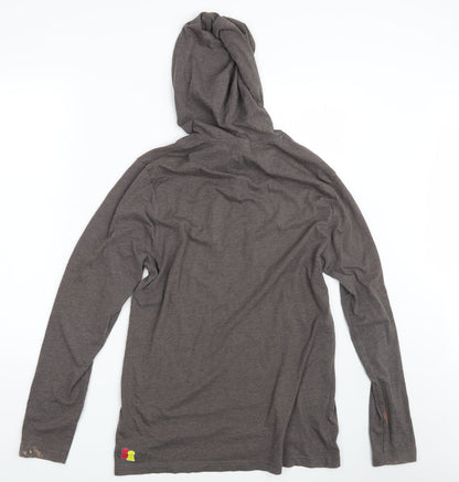 Back view of Awdisbrands men’s brown pullover sweatshirt, size M