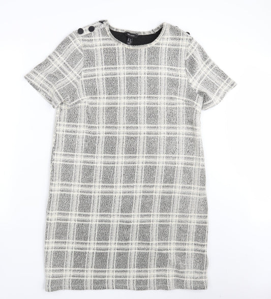 New Look Womens White Check  A-Line  Size 14
