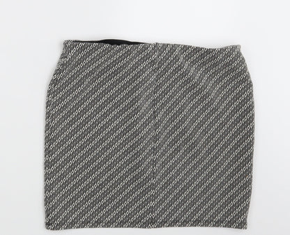 Atmosphere Womens Grey Argyle/Diamond  Mini Skirt Size 32 in