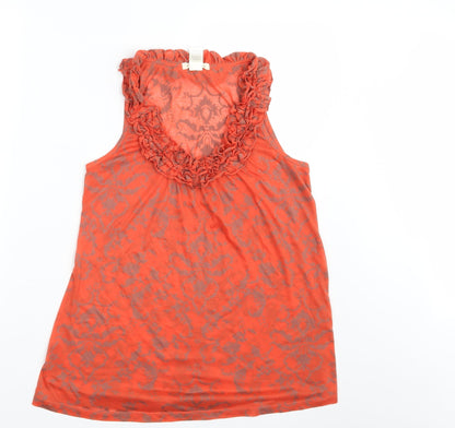 Additional front view of Testament women’s orange paisley basic blouse, size M