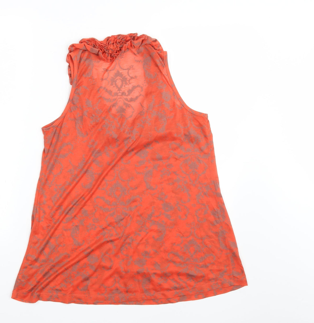 Back view of Testament women’s orange paisley basic blouse, size M