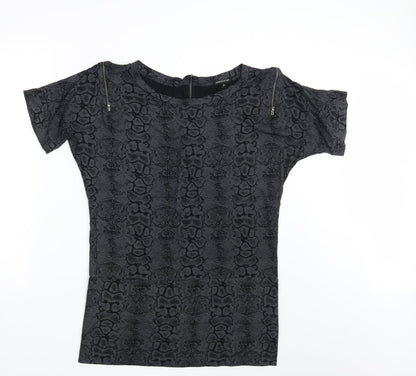 Limited Collection Womens Black Animal Print  T-Shirt Dress  Size 10